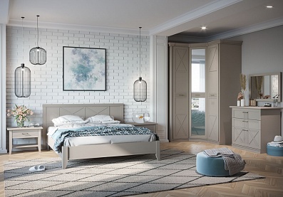 Спальня Кантри 3, тип кровати Корпусные, цвет Серый камень